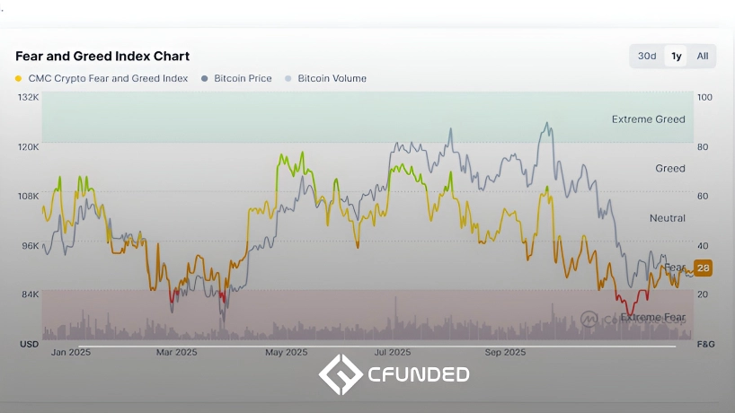 مقایسه نمودار ترس و طمع در 2024 و 2025